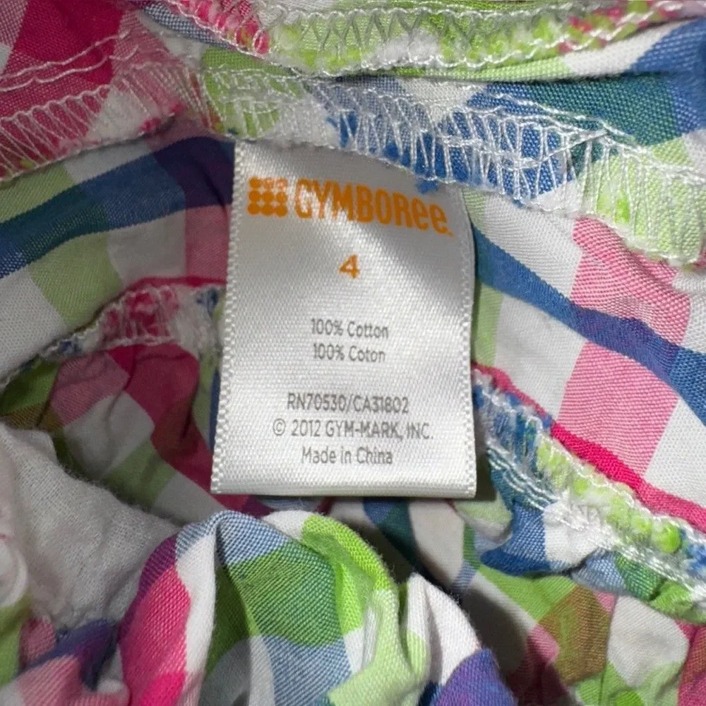 Gymboree Plaid Dress Girls 4 Summer Sun Lightweight Beach Preppy Ruffle Pink